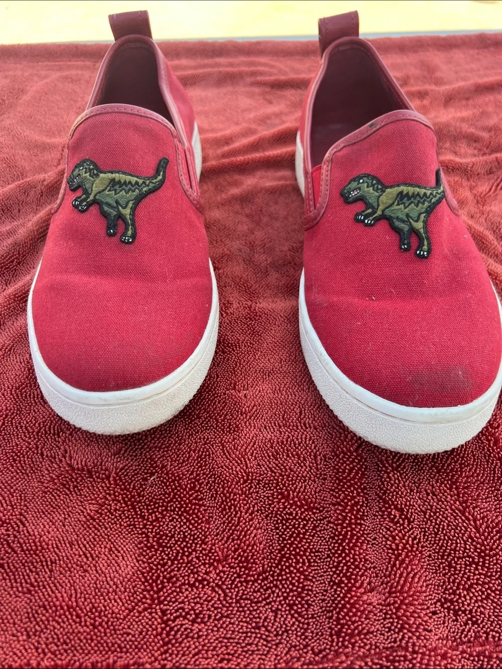 Coach Rexy Limited Edition Red Canvas Slip On Shoes Size 8.5 Men’s